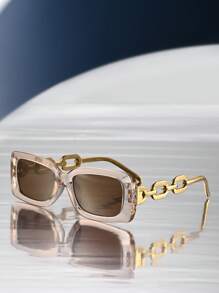 1 Pair Rectangular Full Frame Fashion Glasses, Fashion For Music Festivals, Street Photography, Outdoor Travel, Dates, Casual Wear For Summer Beach Vacation,Outdoor,Travel