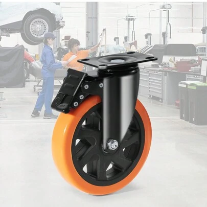 Caster Wheels, 3 To 6-Inch Swivel Plate Casters, Set Of 4, With Security Dual Or A/B Locking No Noise PVC Wheels, Heavy Duty 150 To 700 Lbs Load Capacity Per Caster, Non-Marking Wheels For Cart Furniture Workbench