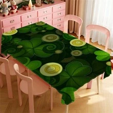 1 Piece Rectangle Waterproof Table Cloth With Four-Leaf Clover Print, Wipe-Clean Reusable Tablecloth Suitable For Outdoor Tables, Picnics, Camping, Dining Tables, Coffee Tables, Desks And Vanity - Ideal For Parties And Holidays