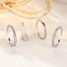 1pc Unique One-Needle-Set Triple-Hoop Design Cubic Zirconia Ring For Women - Multicolor - View 6