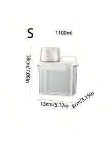 1pc 1100ml/1800ml/2300ml Transparent Detergent Liquid Refillable Container, Laundry Powder Storage Bottle With Measuring Cup - Clear - View 8