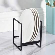 8pcs Sleek Black Metal Dish Rack Set - Space-Saving Tiered Shelf Organizer For Kitchen, No-Drill Overhead Mounting, Versatile Plate & Utensil Holder With Pull-Out Design, Ideal For Home Use, Kitchen Organizers And Storage, Utility Racks
