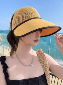 Chapeau de soleil en maille tricotée à la mode pour femme, chapeau pare-soleil polyvalent et décontracté pour l'été, protection solaire pour la plage, les voyages, l'extérieur et les festivals, 2025