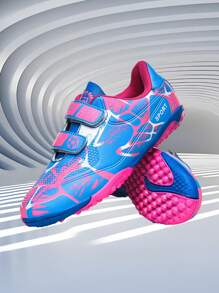 1 par de zapatos de fútbol profesionales para niños, antideslizantes y resistentes a la abrasión, hechos de PU, adecuados para deportes diarios y todo el año - Rosa - Ver 3