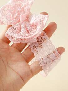1 Set Baby Girl Adorable Lace Embroidery Bow Headband + Bow Ankle Socks, Summer