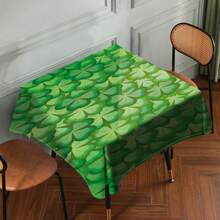 1 Piece Rectangle Waterproof Table Cloth With Four-Leaf Clover Print, Wipe-Clean Reusable Tablecloth Suitable For Outdoor Tables, Picnics, Camping, Dining Tables, Coffee Tables, Desks And Vanity - Ideal For Parties And Holidays