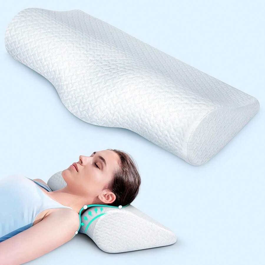 Cervical Neck Pillows For Pain Relief Sleeping, High-Density Memory Foam Pillow Neck Bolster Support Pillow Neck And Shoulder Relaxer, Neck Decompression Devices Orthopedic Roll Pillow For Bed Office - 1 GÓI Gối Cổ - Xem 1