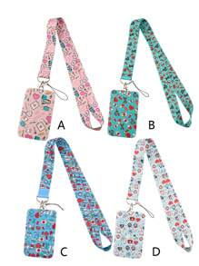 1 Pc Pink Doctor/Nurse Pill Lanyard Card Holder, Hard Shell ID Badge Case For Bus Card, ID Card, Work Card, Student ID, Exhibition Card, Event ID Card,School Supplies,Back To School - Pink - View 2