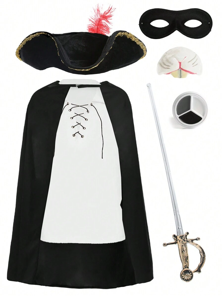 Kids Highway Rat Costume Childs Highway Man Fancy Dress Costume Tricorn Hat Cape Nose World Book Day Rat Julia Donaldson Fancy Dress - Full Costume - View 1