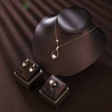 Set de bijuterii pentru mireasă, colier și cercei simpli din zirconiu, cadou de nuntă de logodnă elegant pentru femei