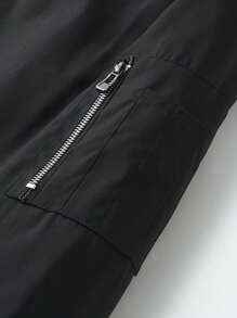 Giacca leggera casual da uomo con colletto a baseball e zip, colore nero, adatta per primavera ed estate, per uso quotidiano, pendolarismo e attività all'aperto