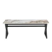 A Coffee Table Is Made Of Rock Slab Material, With A Natural And Smooth Marble Pattern On The Surface, Which Complements The Modern Design Of The  Metal Legs And Adds A Touch Of Fashion.47*23.6 - màu đen - Xem 6