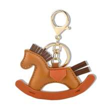 1pc Cute Korea Ins Style Mini Horse Pendant Charm, Handmade Leather Carton Rocking Horse Bag/Car Key Chain Accessories Car Accessories Bag Charm Backpack For School