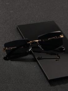 Augonstern 1pc Leopard Print Frameless Decorative Legs Fashion Glasses, Fashionable Small Frame Glasses For Beach Vacation