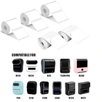 M110 Label Printer Sticker Self-Adhesive Thermal Paper, Compatible With E210/P50/PT-260 Phomemo M110 M220 M200 Machine For Barcode/Address/Logo/Business/Home Tag