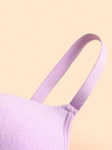 Set de 3 piezas de ropa interior femenina sin aros, de estilo simple y casual, con soporte y cómoda, transpirable