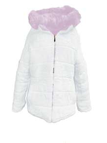 Polo Retro Of Yatch London Chamarra doblevista reversible PARA mujer capitonada corta con gorro - Rosa - Ver 2