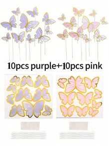 50pcs/40pcs/30pcs/10pcs Butterfly Cake Topper, Happy Birthday Cake Decorations, Butterfly Ornaments For Wedding Party, Christmas, Mother's Day Gifts, Beautiful Ins Style Rose Gold Foil Paper Butterfly - Multicolor - View 13