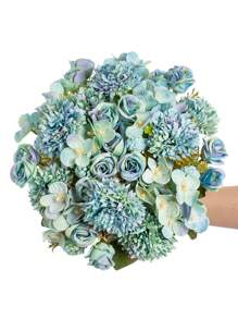 1 Strauß künstliche Rosen, Seide bestickte Kugeln, geeignet für Hochzeiten, Zuhause, Restaurant, Schlafzimmer, Vasen Dekoration, Feiertage, Geburtstagsfeiern, Hochzeitsszenen, Blumen, Valentinstag Geschenke, Neujahr DIY Materialien, Abschlusszeit und andere Anlässe. - Blau - Übersicht 8
