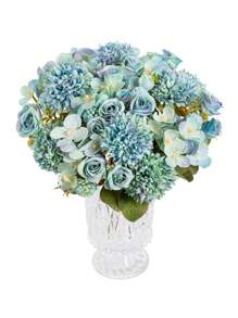 1 Strauß künstliche Rosen, Seide bestickte Kugeln, geeignet für Hochzeiten, Zuhause, Restaurant, Schlafzimmer, Vasen Dekoration, Feiertage, Geburtstagsfeiern, Hochzeitsszenen, Blumen, Valentinstag Geschenke, Neujahr DIY Materialien, Abschlusszeit und andere Anlässe. - Blau - Übersicht 7