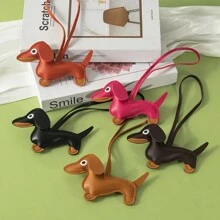 1pc Cute Dachshund Charm Pendant Accessory, Faux Leather Sausage Dog Bag Charm/Keychain, Korean INS Style Car Accessories School Cartoon