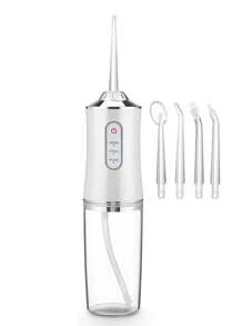 Kemei 1pc Oral Irrigator Portable Dental Water Flosser USB Rechargeable Water Jet Floss Tooth Pick 4 Jet Tip 220ml 3 Modes-White Portable Electric Water Flosser With 4 Nozzles, Usb Charging & 3 Smart Modes, Fully Automatic Handheld Oral Irrigator For Teeth Cleaning And Home Dental Care Birthday Gifts For Women Best Friend Gifts For Women Gift For Women - Multicolor - View 3
