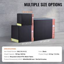 3 In 1 Plyometric Jump Box 12 To 30 Inch Cotton&Wooden Plyo Box Platform & Jumping Agility Box Anti-Slip Fitness Exercise Step Up Box For Home Gym Training Conditioning Strength Training Black - 16/14/12 Inch Cotton - View 7