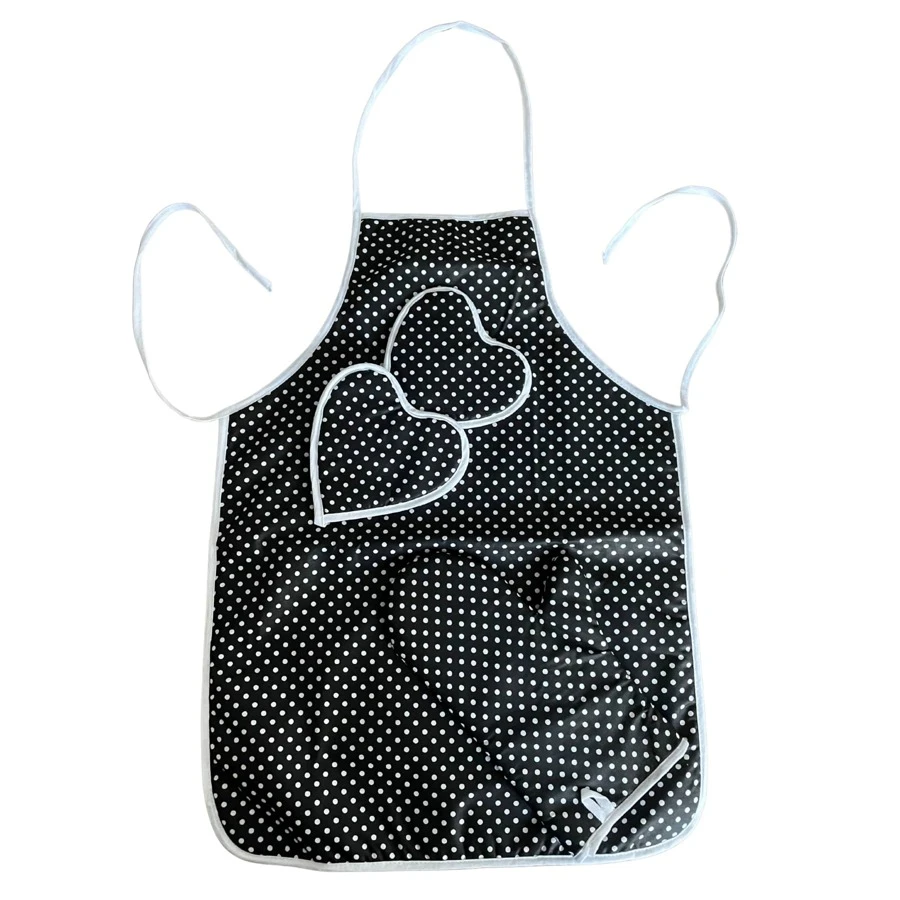 3-Piece Kitchen Apron & Oven Mitts Set, Durable & Heat-Resistant Cooking Essentials, Multicolor Various - Black - View 1