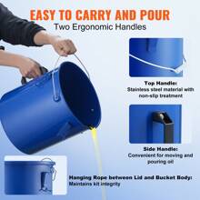 Fryer Grease Bucket 10 6&8 Gal Oil Disposal Caddy Stainless Steel&Carbon Steel Fryer Oil Bucket Rust-Proof Coating Oil Transport Container With Lid Lock Clips Filter Bag For Hot Cooking Oil Filtering Black&Blue - 6 Gal Carbon Steel Blue - View 5