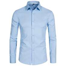 Men's Slim Dress Shirt – Fitted Cut And Modern Style - 藍色 - 查看 2