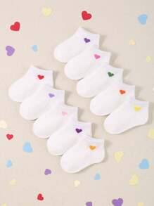 10 Pairs Of Comfort Baby (Toddler) White Socks With Jacquard Love Patterns, Cute For Girls.Baby Socks, Newborn Socks ,Toddler Socks ,Infant Socks.Fashionable Boat Socks Suitable For Baby Boys And Girls.