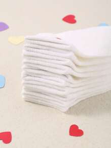 10 Pairs Of Comfort Baby (Toddler) White Socks With Jacquard Love Patterns, Cute For Girls.Baby Socks, Newborn Socks ,Toddler Socks ,Infant Socks.Fashionable Boat Socks Suitable For Baby Boys And Girls.