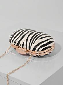 Fashion PU Leopard Print Evening Clutch, Women's Handbag Suitable For Weddings, Parties, Balls, Shoulder Or Crossbody Chain Bag - Black and White - View 6