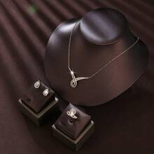 Set de bijuterii pentru mireasă, colier și cercei simpli din zirconiu, cadou de nuntă de logodnă elegant pentru femei