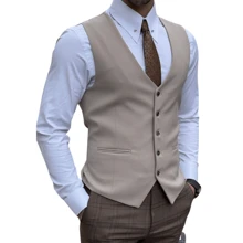 Slim Formal Vest High Standard Luxury Cut - Immediate Shipping - Beige - View 1