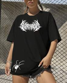 Camiseta Básica Streetwear Supremacia Aranha Gotica Style Spider Grunge Aesthetic - Preto - Visão 2