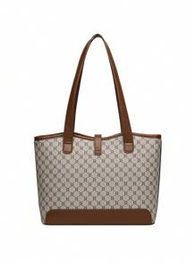 1 Set Large Capacity Tote Bag & Wallet, Fashionable Shoulder Bag For Middle-Aged Women, Autumn/Winter