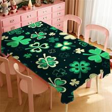 1 Piece Rectangle Waterproof Table Cloth With Four-Leaf Clover Print, Wipe-Clean Reusable Tablecloth Suitable For Outdoor Tables, Picnics, Camping, Dining Tables, Coffee Tables, Desks And Vanity - Ideal For Parties And Holidays