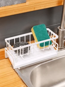 1pc ABS Plastic Kitchen Sink Stand Kitchen Sink Counter Quick Drain Sponge Stand Kitchen Sink Storage Box Automatic Drain Rag Stand Dish Towel Stand,Bag,Organizer,Storage,Kitchen
