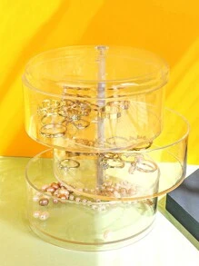 1pc Multi-Layer Rotating Storage Box, Jewelry Box, Desktop Organizer, Suitable For Organizing Earrings, Bracelets, Necklaces, Rings, Watches, Accessories, Hairpieces, Lipsticks And Cosmetics On Bedroom Vanity. Can Also Be Used As Product Display Box And Rack.