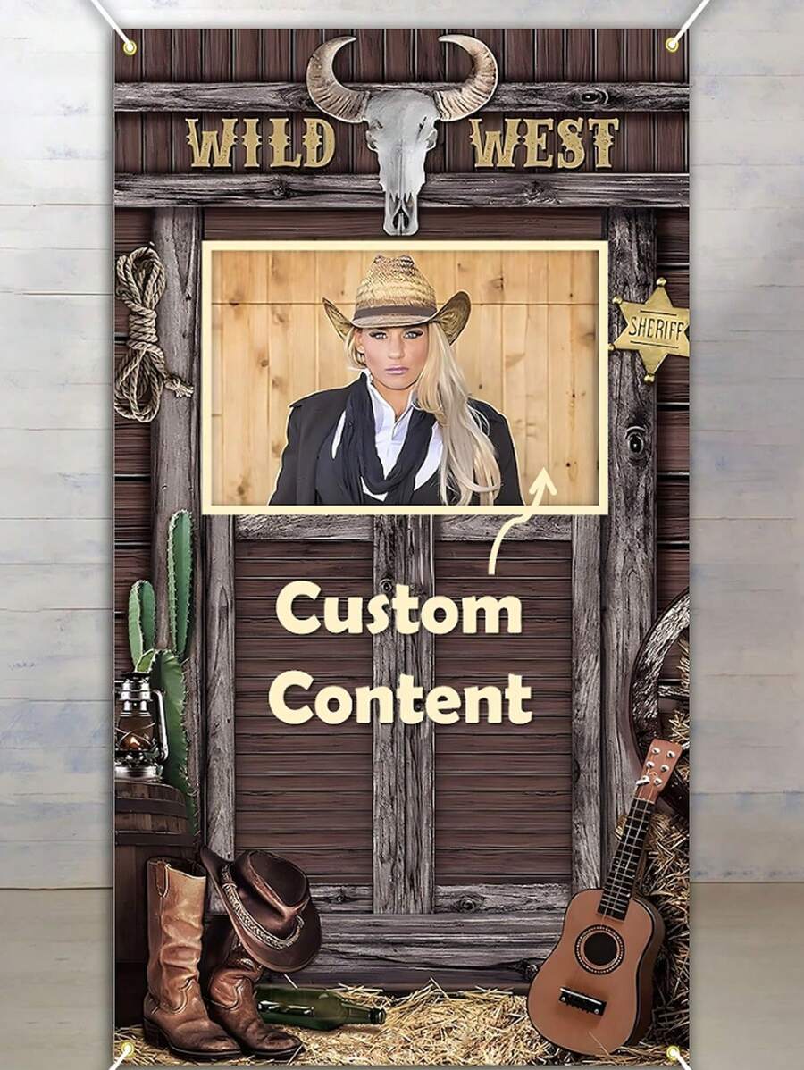 1 st. [Aangepaste Wild West deurbanner] Wild West feestdecoraties Western Cowboy fotohokje rekwisiet West thema deurbanner Rodeo Cowboy achtergrondachtergrond