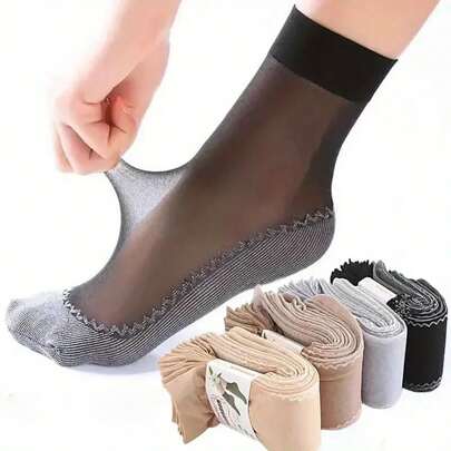 Calze in velluto setoso, calze in pizzo elastico, calze in rete ultra-sottile e trasparente con fondo antiscivolo per donne