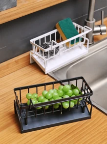 1pc ABS Plastic Kitchen Sink Stand Kitchen Sink Counter Quick Drain Sponge Stand Kitchen Sink Storage Box Automatic Drain Rag Stand Dish Towel Stand,Bag,Organizer,Storage,Kitchen