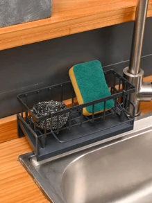 1pc ABS Plastic Kitchen Sink Stand Kitchen Sink Counter Quick Drain Sponge Stand Kitchen Sink Storage Box Automatic Drain Rag Stand Dish Towel Stand,Bag,Organizer,Storage,Kitchen