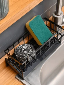 1pc ABS Plastic Kitchen Sink Stand Kitchen Sink Counter Quick Drain Sponge Stand Kitchen Sink Storage Box Automatic Drain Rag Stand Dish Towel Stand,Bag,Organizer,Storage,Kitchen