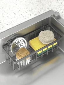 1pc ABS Plastic Kitchen Sink Stand Kitchen Sink Counter Quick Drain Sponge Stand Kitchen Sink Storage Box Automatic Drain Rag Stand Dish Towel Stand,Bag,Organizer,Storage,Kitchen