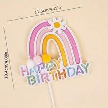 10 piezas Decoraciones para pastel arcoíris de "Feliz cumpleaños", decoraciones de papel para pastel de boda, set de cupcakes, sin electricidad, sin plumas, decoración para hornear