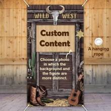 1 st. [Aangepaste Wild West deurbanner] Wild West feestdecoraties Western Cowboy fotohokje rekwisiet West thema deurbanner Rodeo Cowboy achtergrondachtergrond