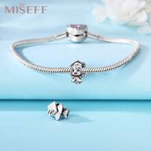 MISEFF NEW 1 Pc Genuine S925 Sterling Silver Charm Smart And Cute Little Girl Beads Pendant For Bracelet Necklace DIY Fine Jewelry Making Gift Women Gifts Silver Jewelry Accessories