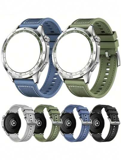 22 毫米硅胶 + 编织表带，兼容华为 Watch GT4 GT5 GT3 GT2 Pro 46 毫米 GT Runner 手表、Watch 4/3 Pro 智能手表、Amazfit/Garmin/22 毫米替换表带